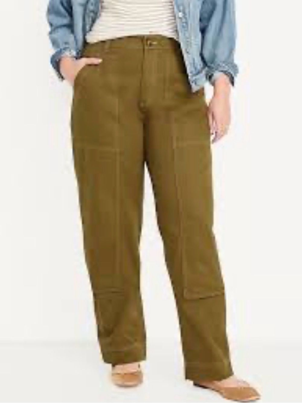 Old Navy High-Waisted Utility Pants size 20 satin moss